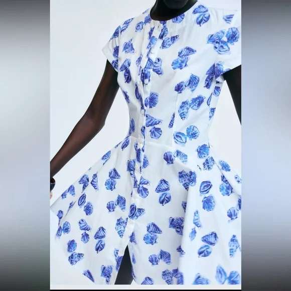 Zara limited edition printed short cotton dress ZW collection - Picture 3 of 7
